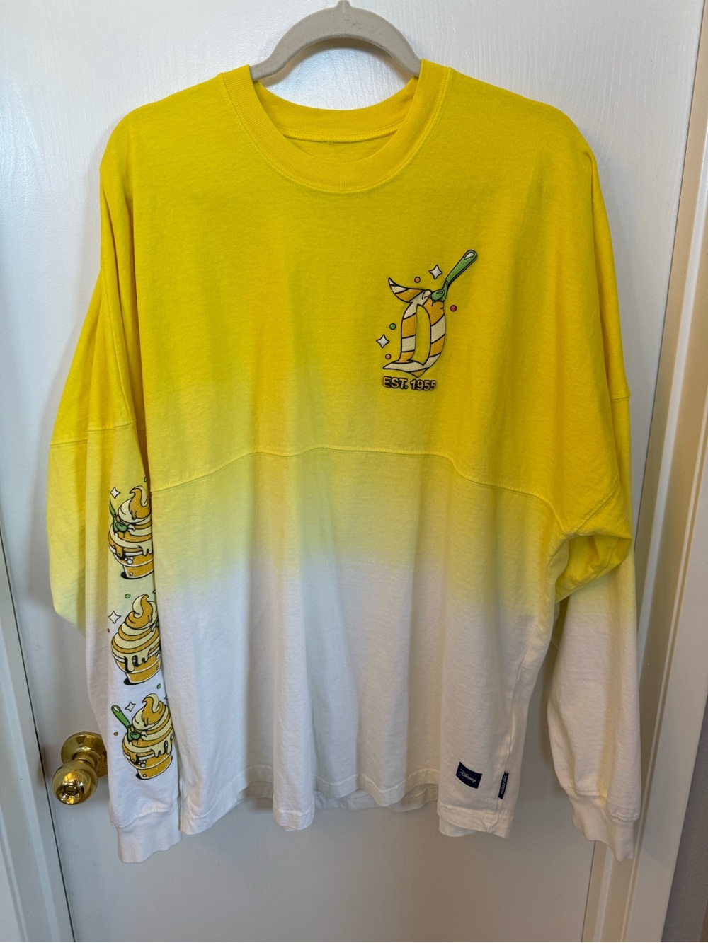 Disney Spirit Jersey Yellow and White Ombré Long Sleeve Ice Cream Motif